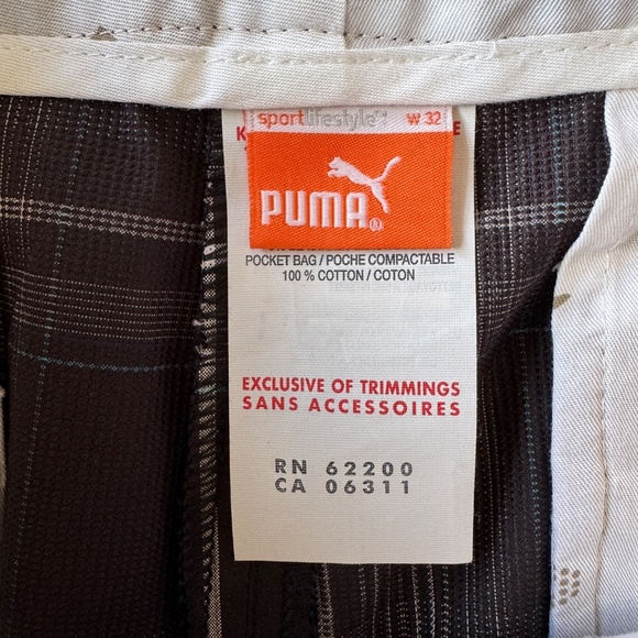Puma Men's Chino Plaid Golf Shorts USP Dry Bermuda Black/Gray‎ Size 32 Preppy - Picture 2 of 15